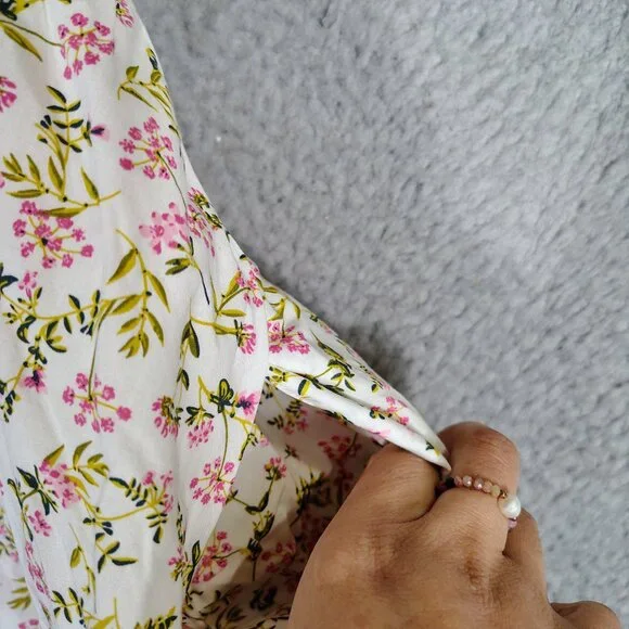 J.Crew Maxi Dress Women's 4 White Pink Meadow Floral Poplin Back-Cutout Cottage - Picture 9 of 13